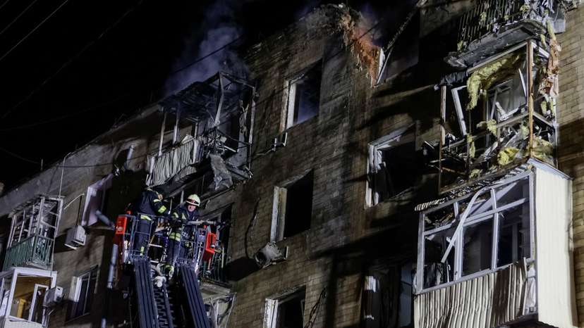 Aftermath of a Russian drone strike in Kharkiv