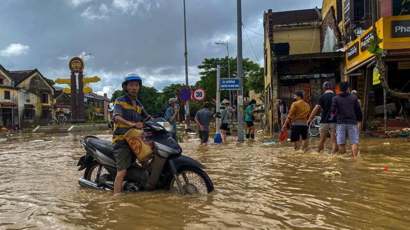Floods triggered by record levels of rainfall in Hoi An, Vietnam