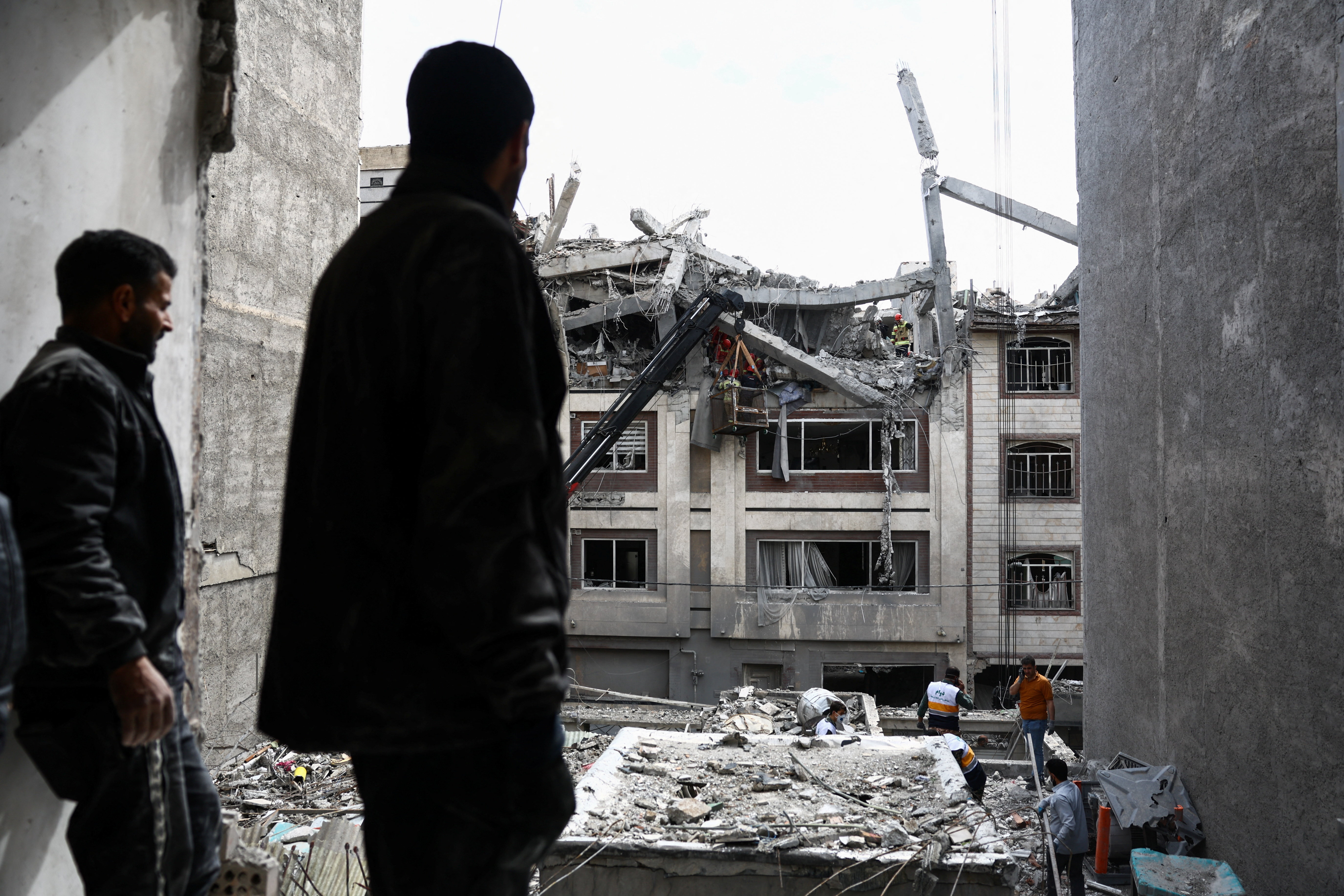 Aftermath of a strike on a residential building in Tehran
