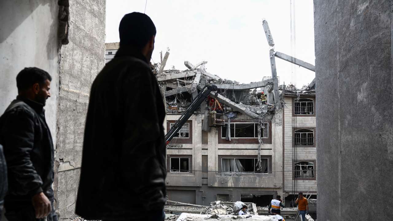 Aftermath of a strike on a residential building in Tehran