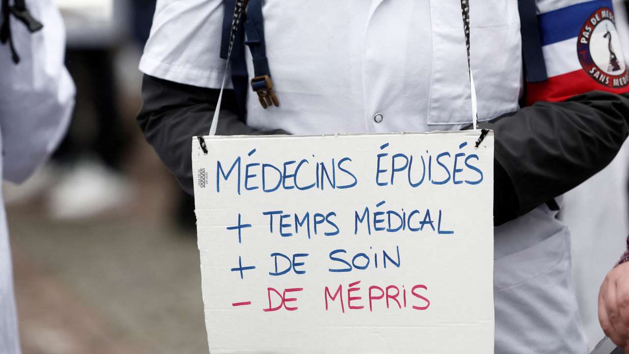 FILE PHOTO: French doctors on strike demonstrate in Paris