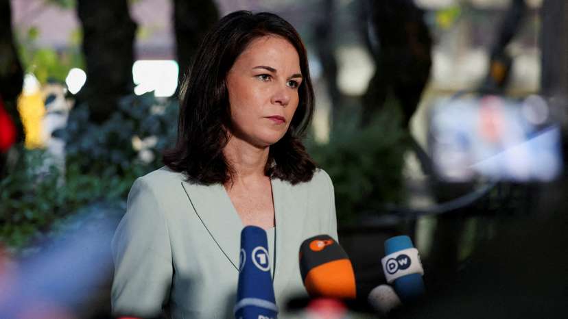 FILE PHOTO: German Foreign Minister Annalena Baerbock attends a press conference