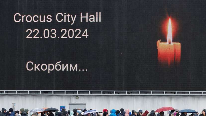 FILE PHOTO: A makeshift memorial to the victims of a shooting attack set up outside the Crocus City Hall concert venue in the Moscow Region