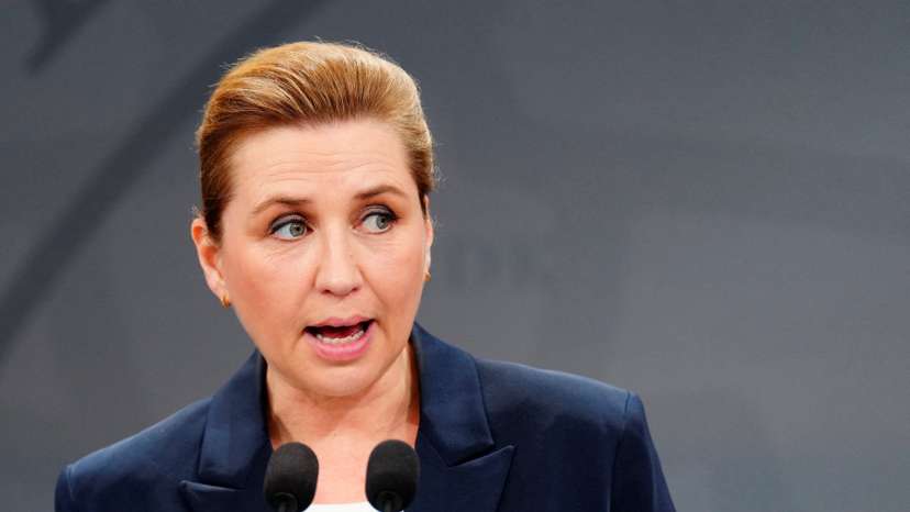 Danish Prime Minister Mette Frederiksen holds a press conference on European security in the Mirror Hall at the Prime Minister's Office in Copenhagen