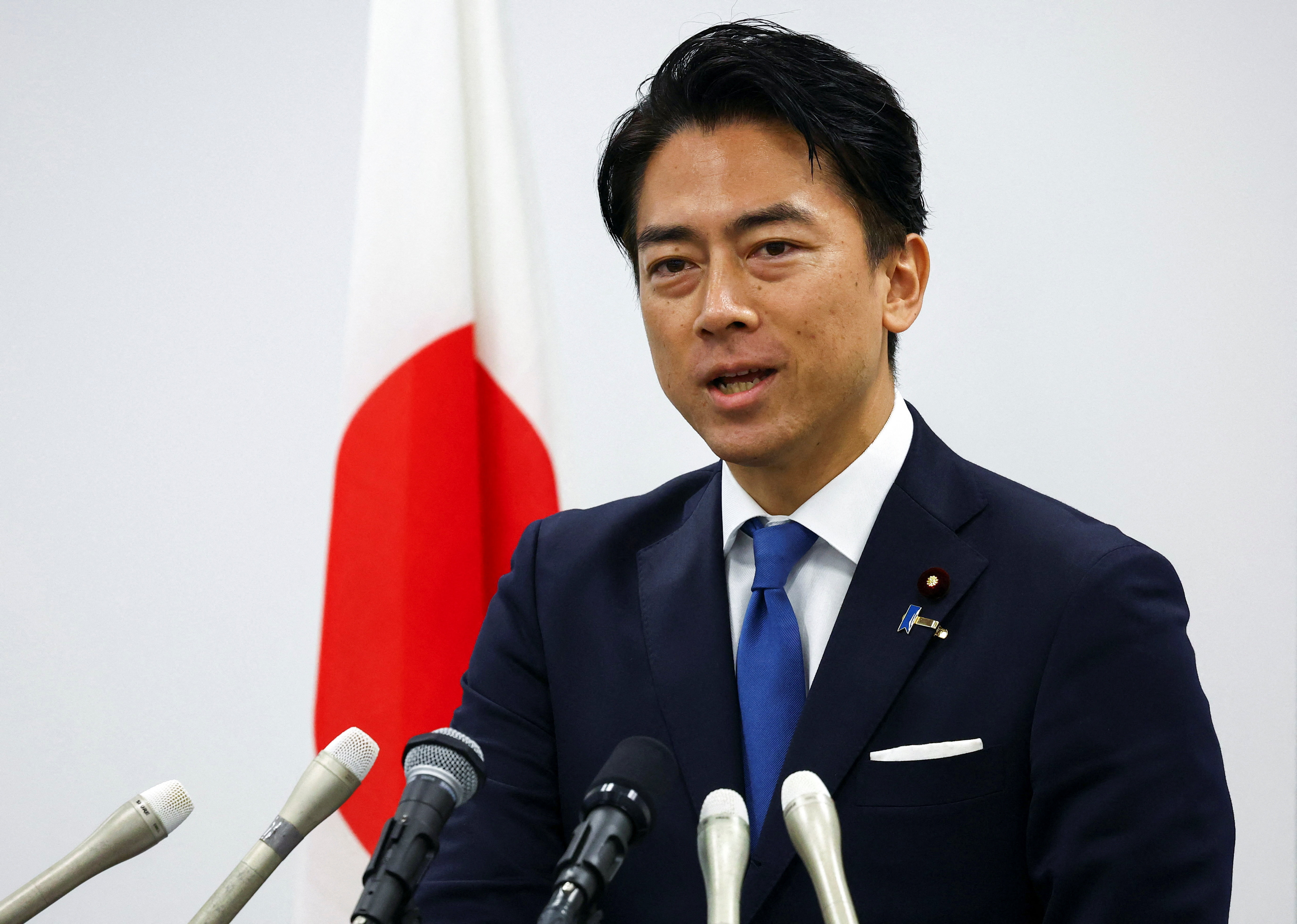 Japan's Prime Minister contender Shinjiro Koizumi attends a news conference in Tokyo