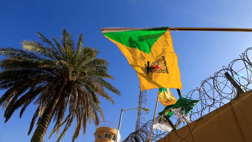 FILE PHOTO: Kataib Hezbollah militia group's flag