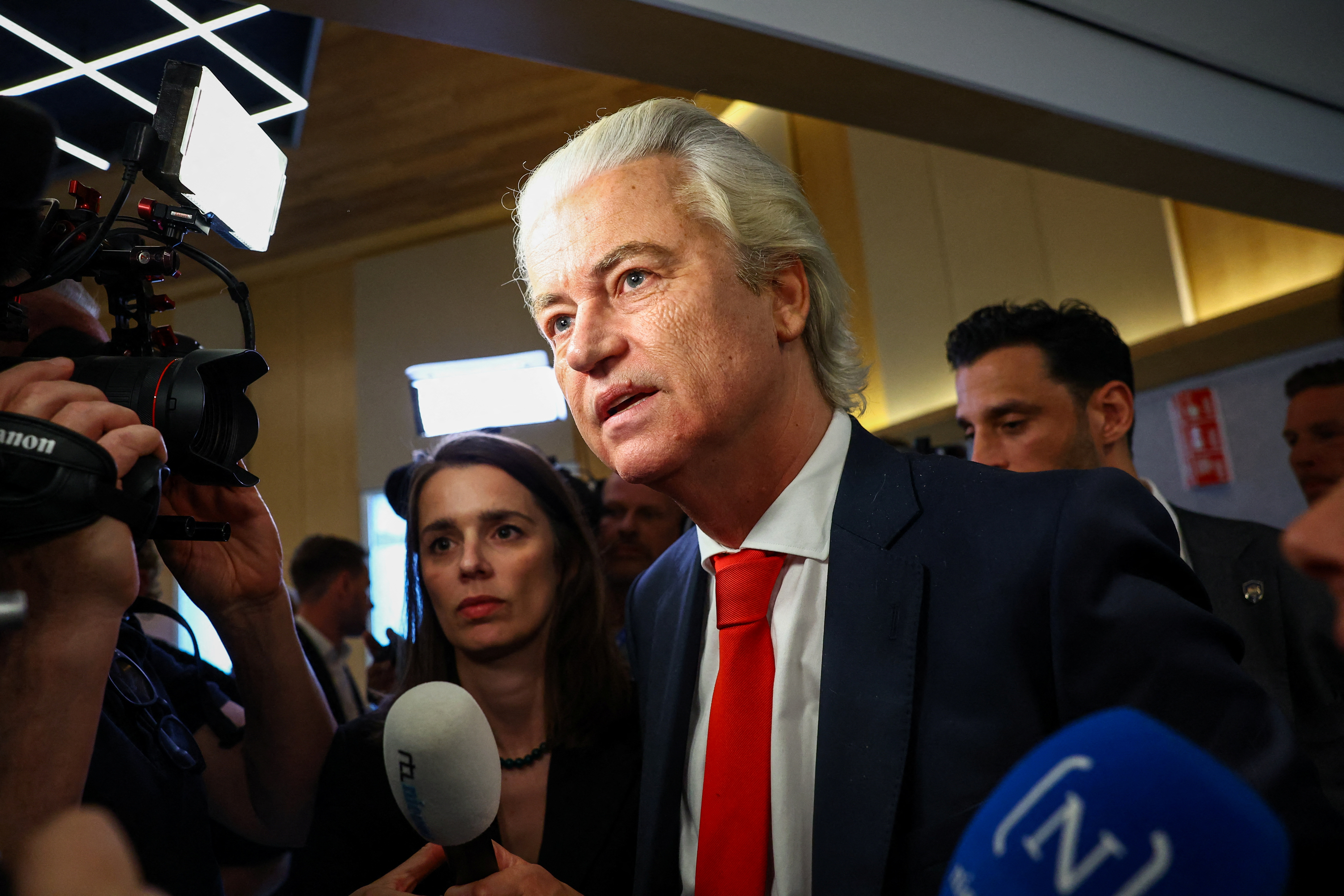 Dutch far-right leader Geert Wilders' decision to leave the governing coalition, in The Hague
