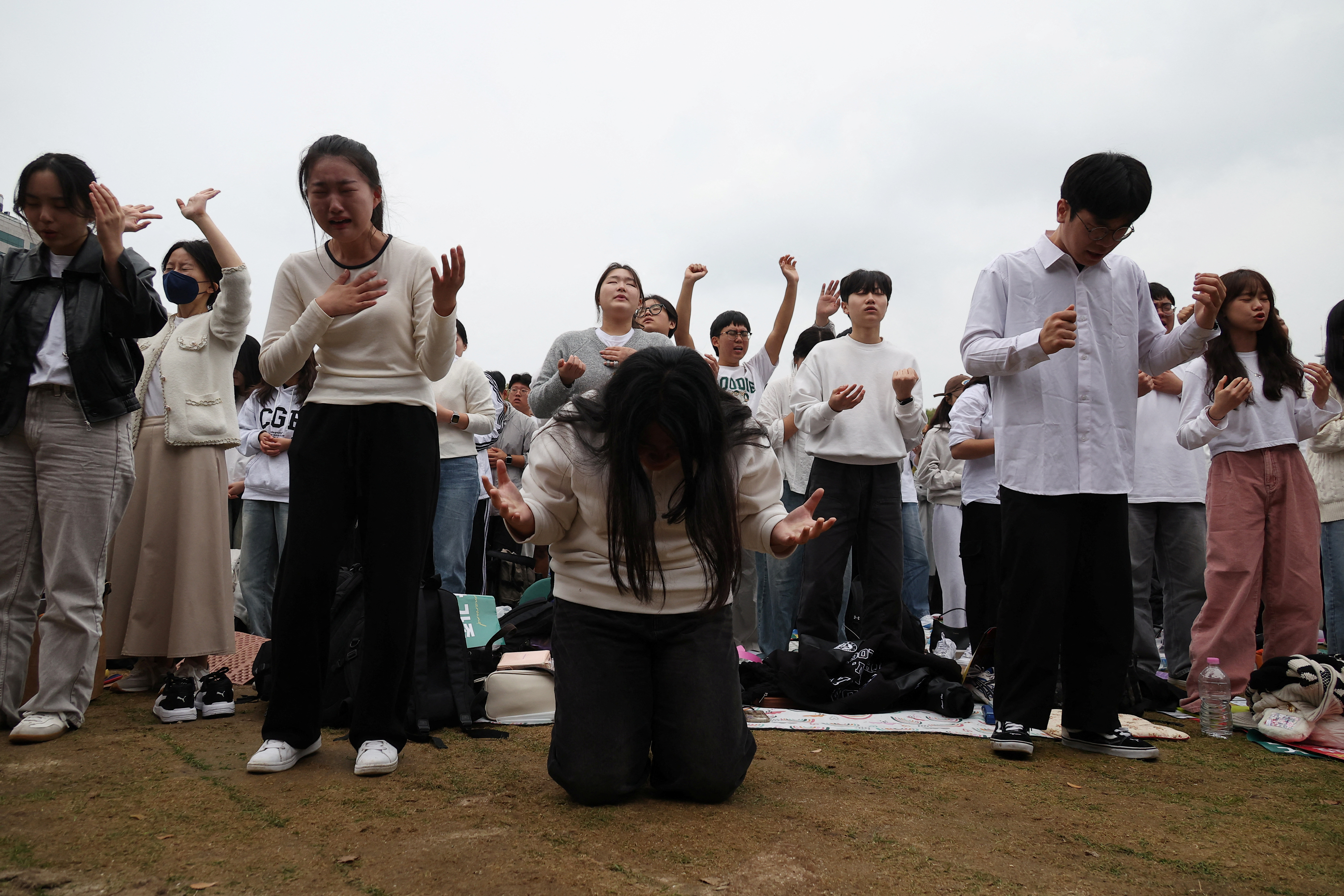 South Korean Christians hold a massive worship service in protest of the legislation of anti-discrimination bills and same-sex relationships, in central Seoul