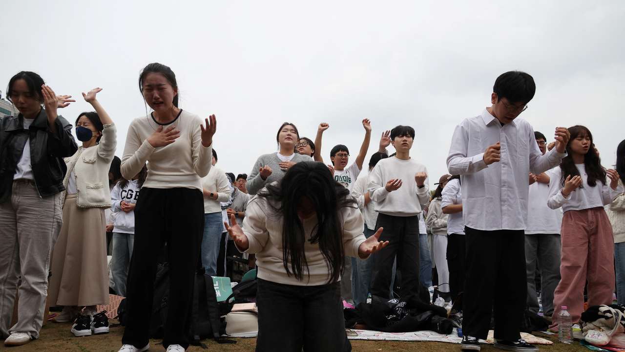 South Korean Christians hold a massive worship service in protest of the legislation of anti-discrimination bills and same-sex relationships, in central Seoul