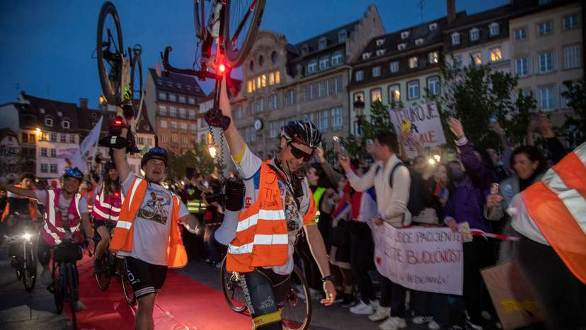 FILE PHOTO: Serbia's students bike ride to Strasbourg to alert EU institutions about protests in their country