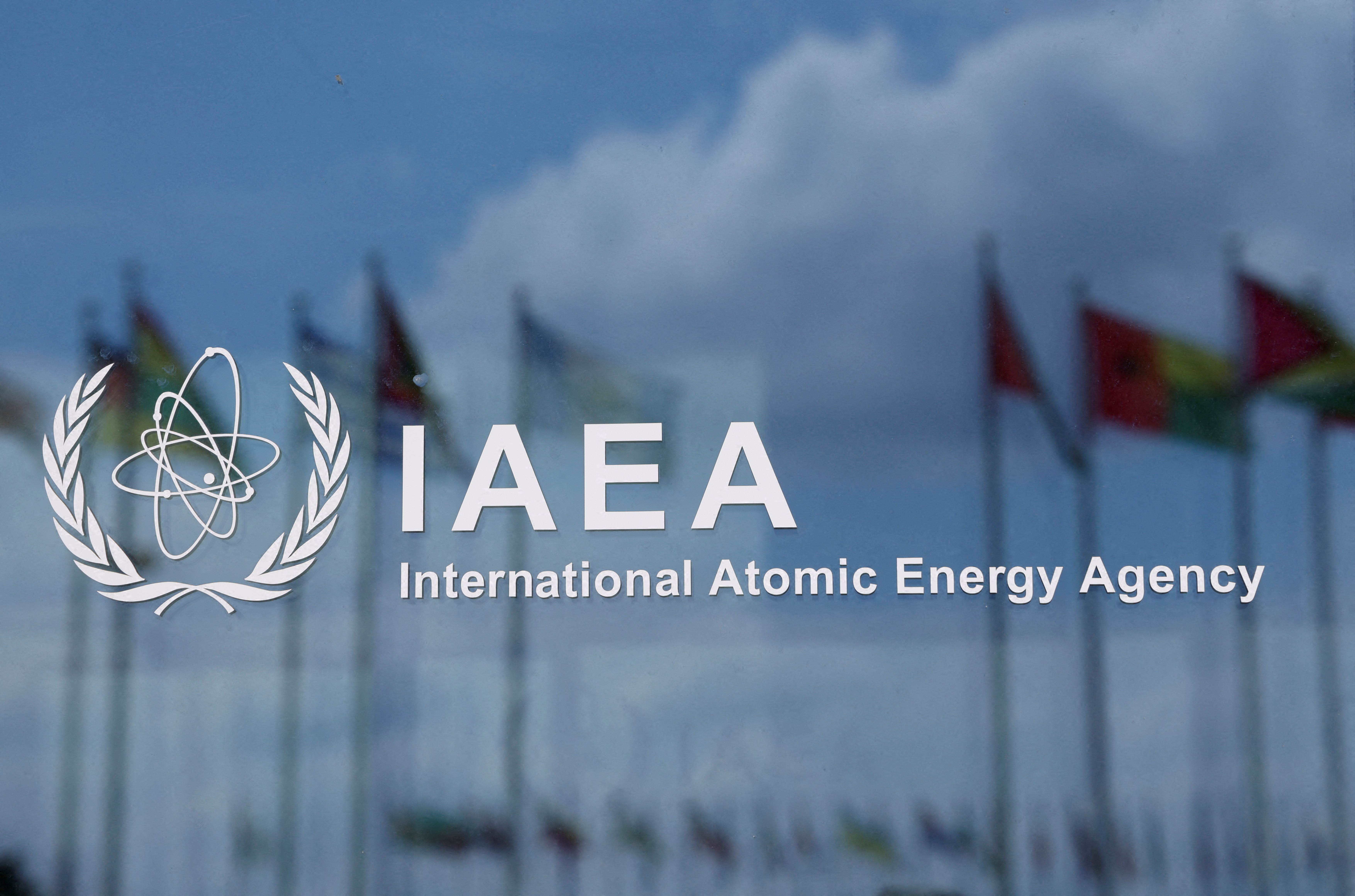 FILE PHOTO: IAEA logo is displayed at its headquarters in Vienna