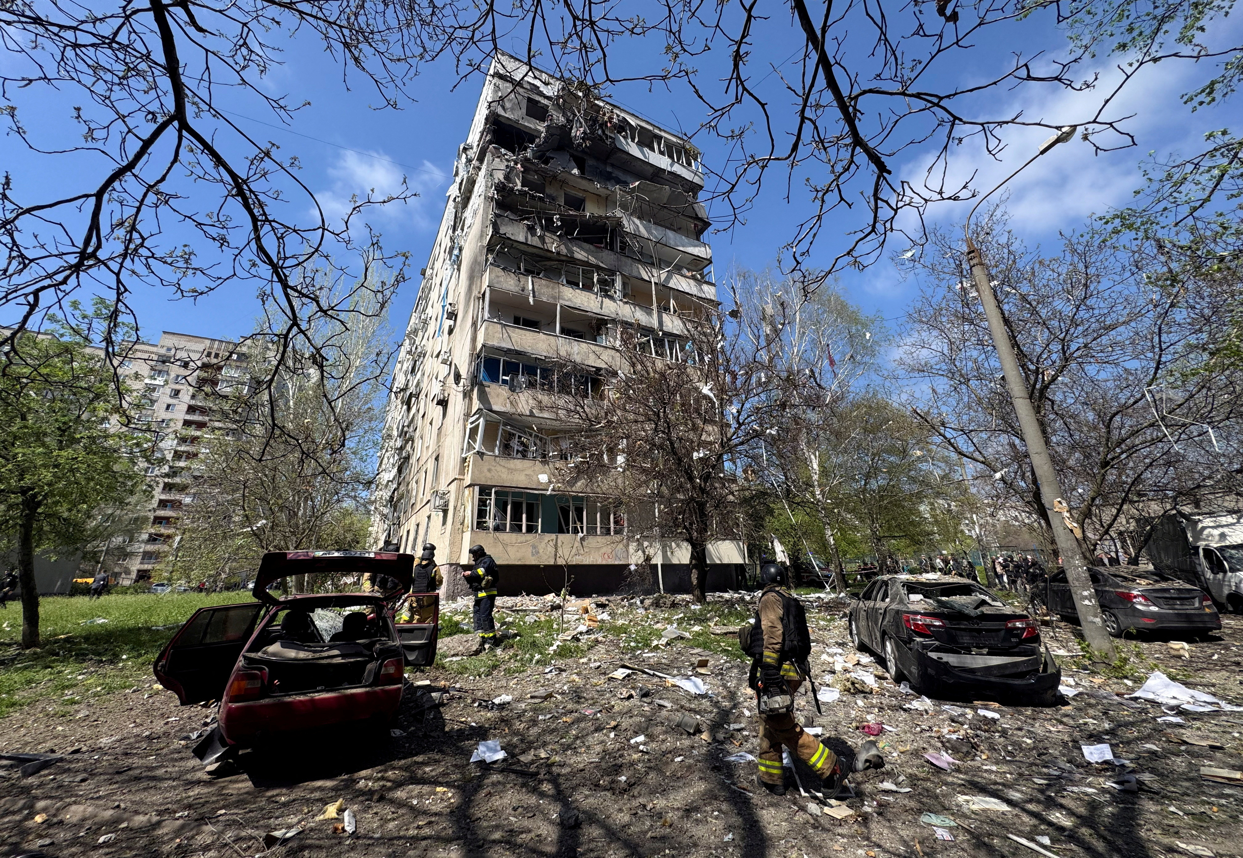Aftermath of a Russian air strike in Zaporizhzhia