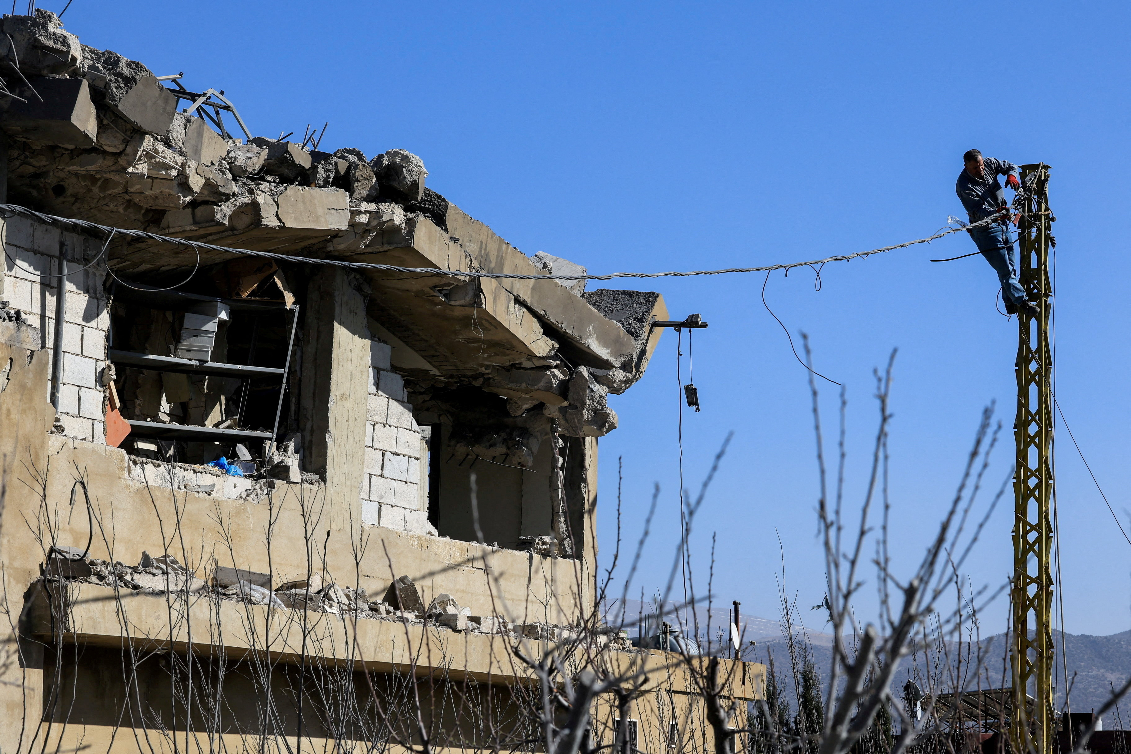 Aftermath of an Israeli strike in Lebanon's Bekaa valley
