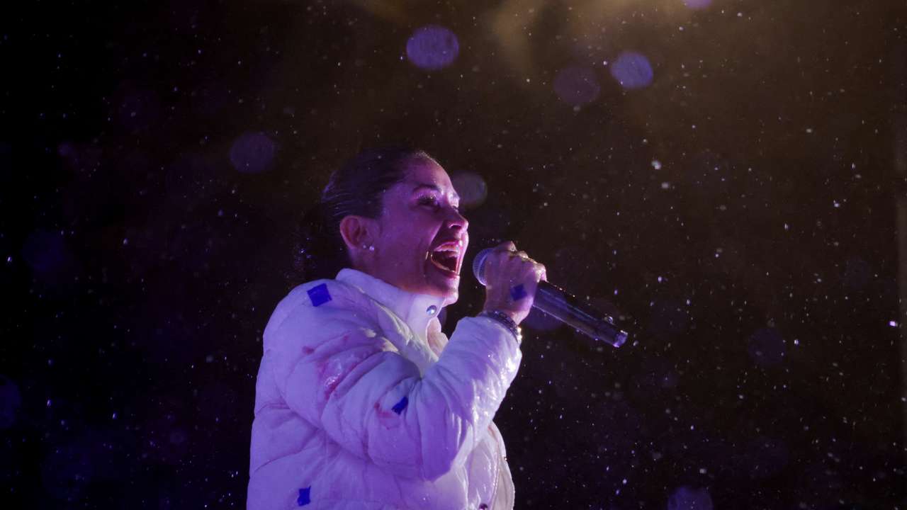 FILE PHOTO: Presidential candidate Luisa Gonzalez holds her closing campaign rally in Quito