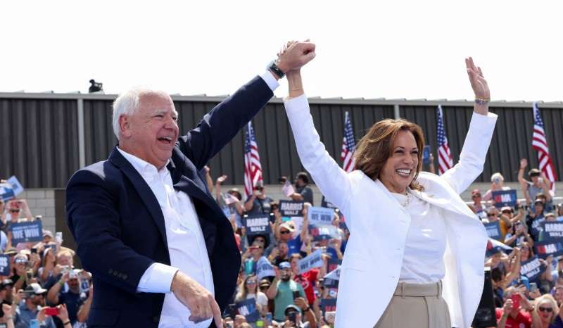 U.S. VP and Democratic presidential candidate Harris and her running mate Minnesota Governor Walz campaign in Eau Claire