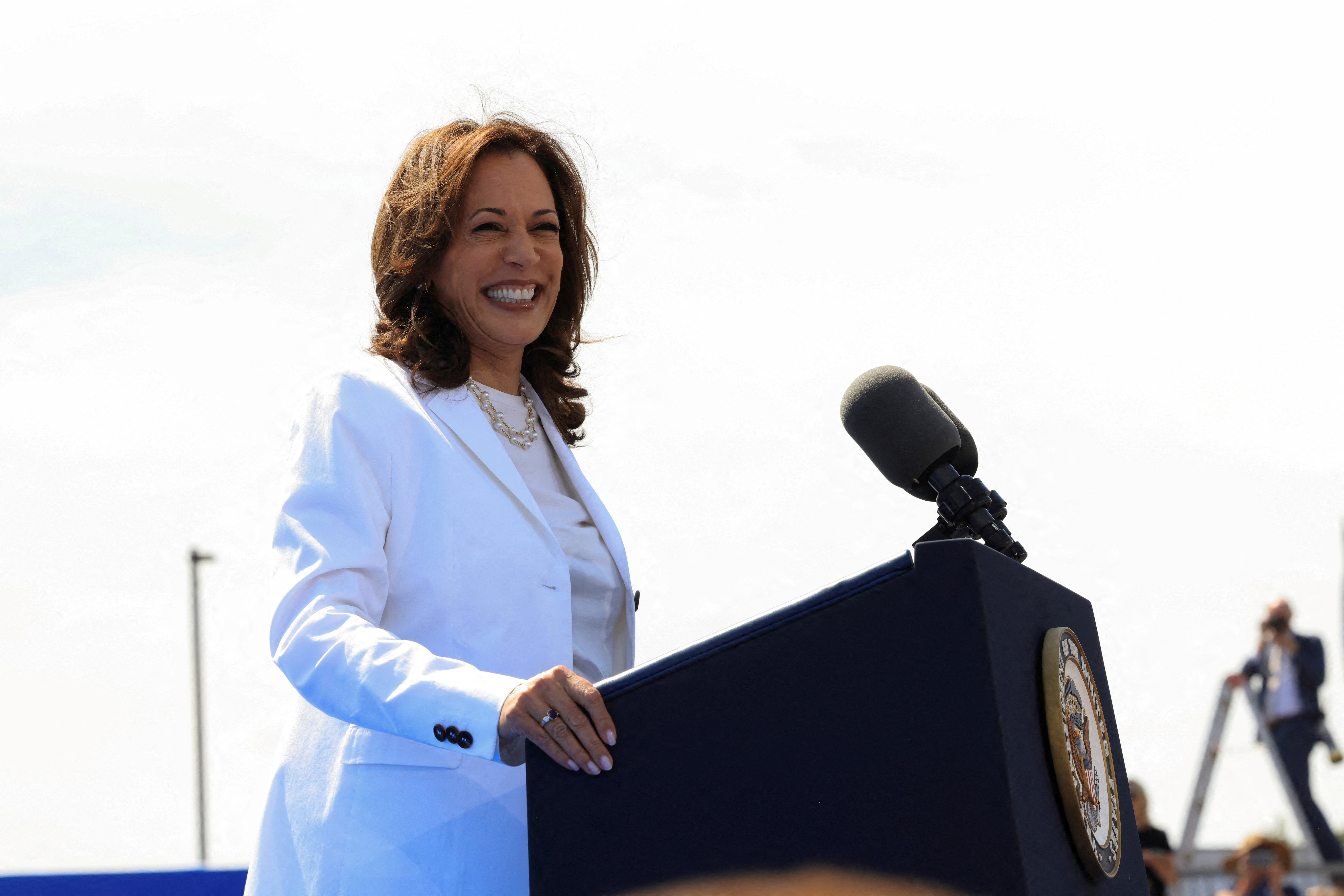 FILE PHOTO: U.S. VP and Democratic presidential candidate Harris and her running mate Minnesota Governor Walz campaign in Eau Claire