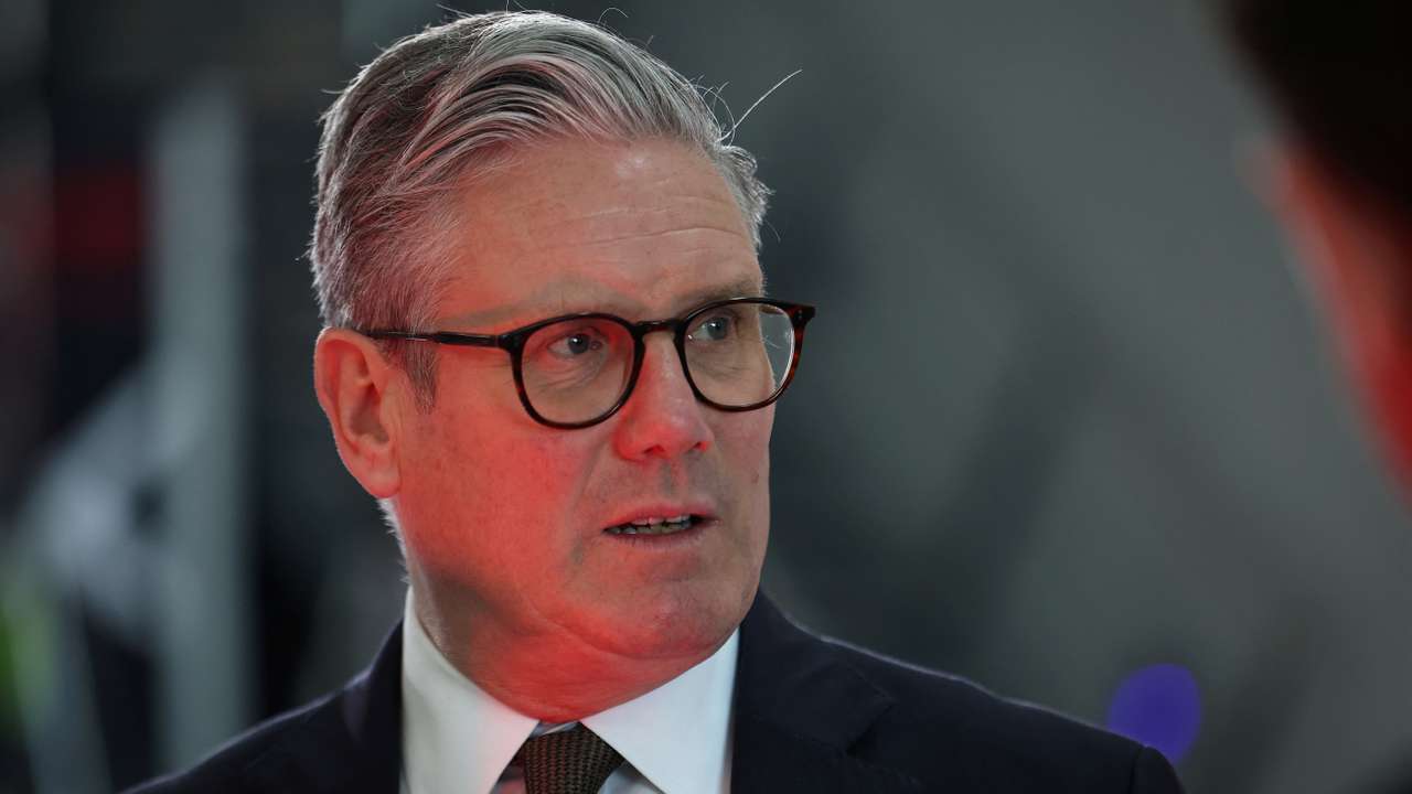 Britain's Prime Minister Keir Starmer visits a defence contractor in Bedfordshire