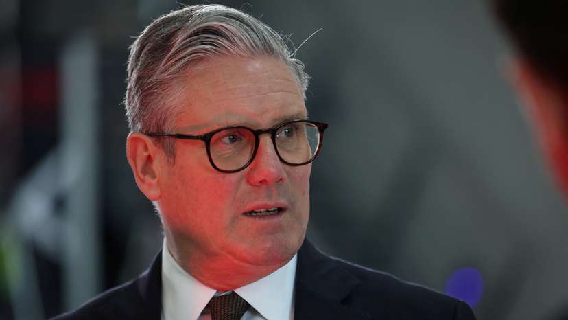 Britain's Prime Minister Keir Starmer visits a defence contractor in Bedfordshire