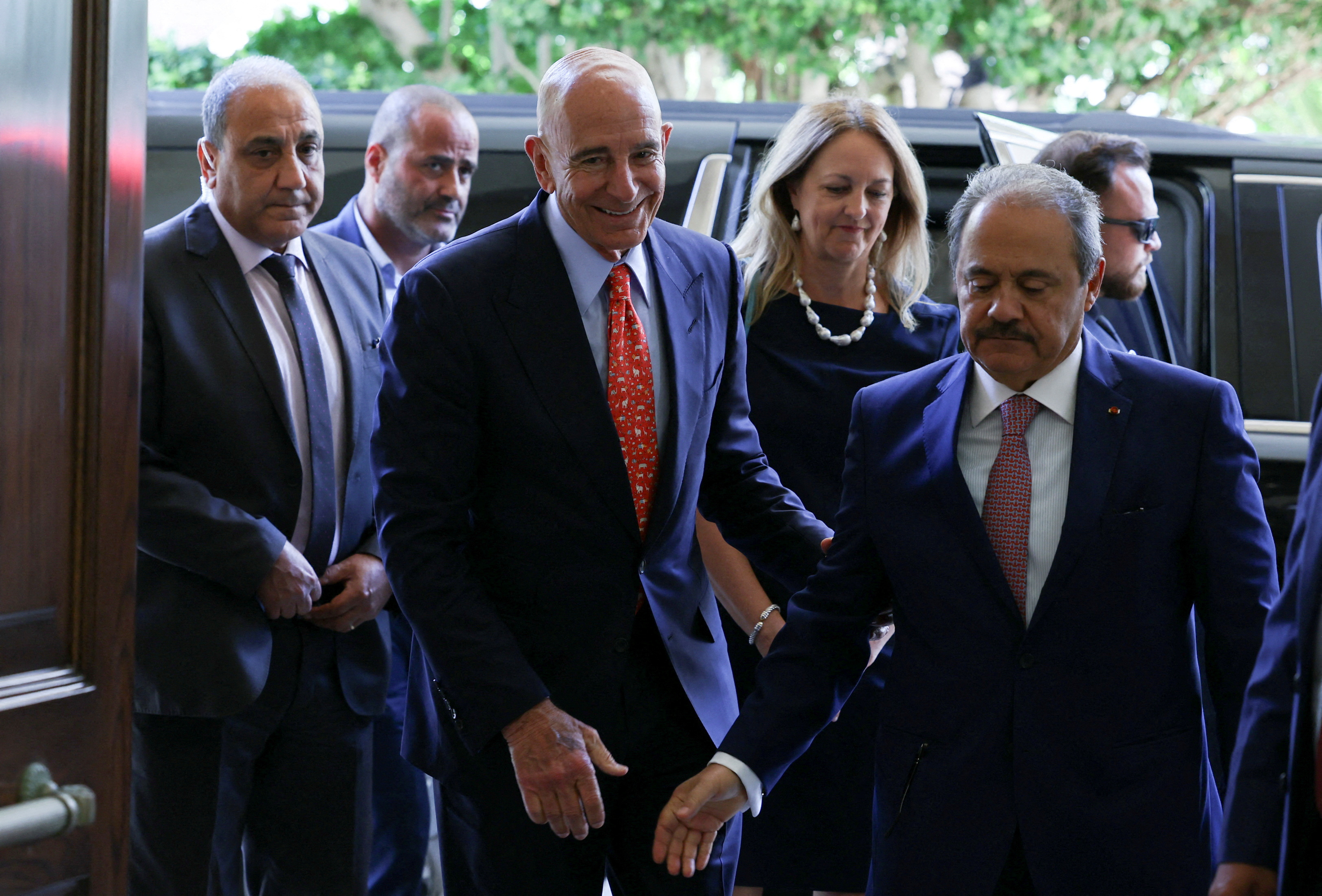 FILE PHOTO: U.S. Ambassador to Turkey and U.S. special envoy for Syria Thomas Barrack arrives to meet with Lebanese Parliament Speaker Nabih Berri in Beirut