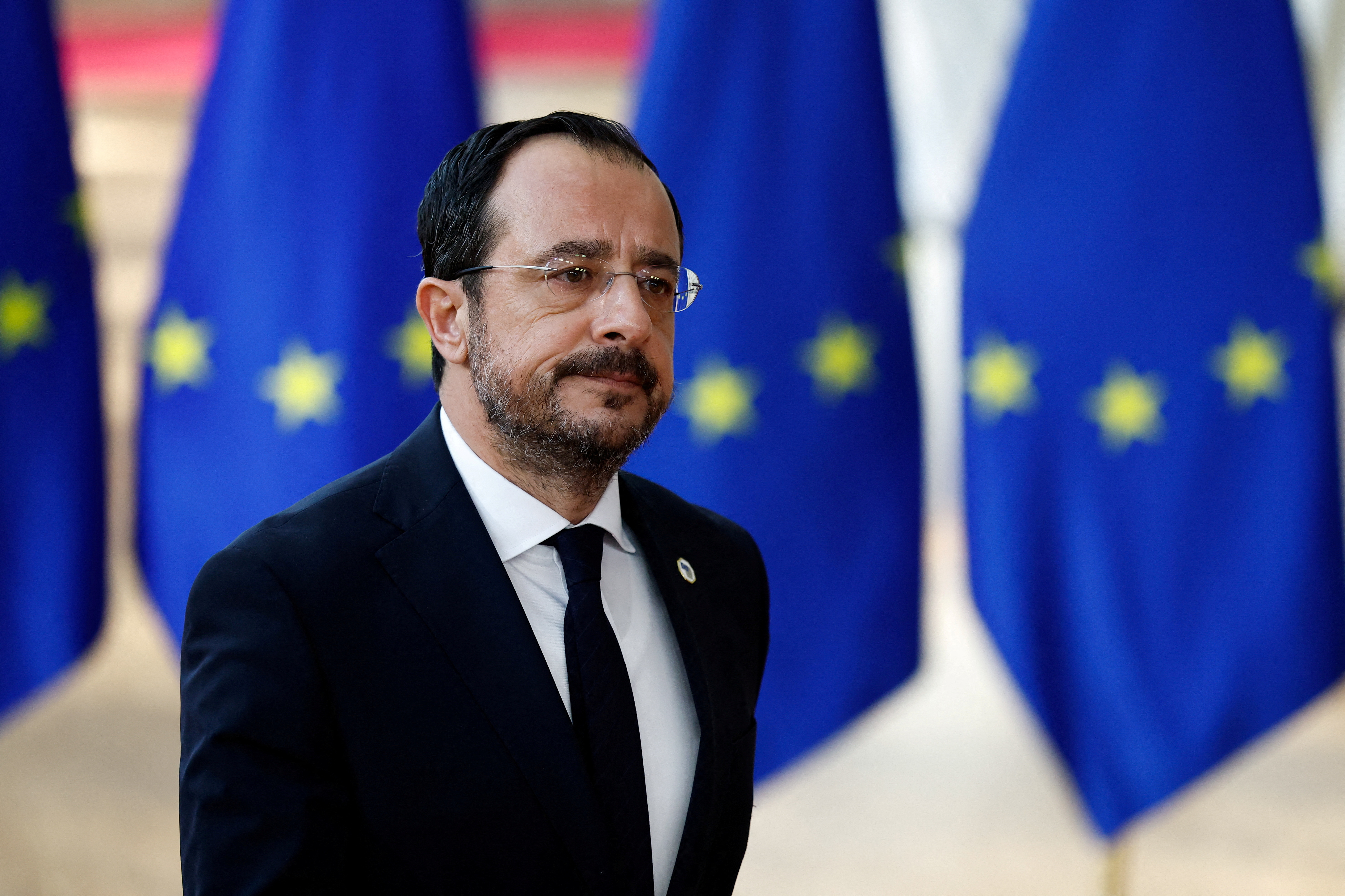 FILE PHOTO: Cyprus President Nikos Christodoulides attends a European Union leaders summit in Brussels