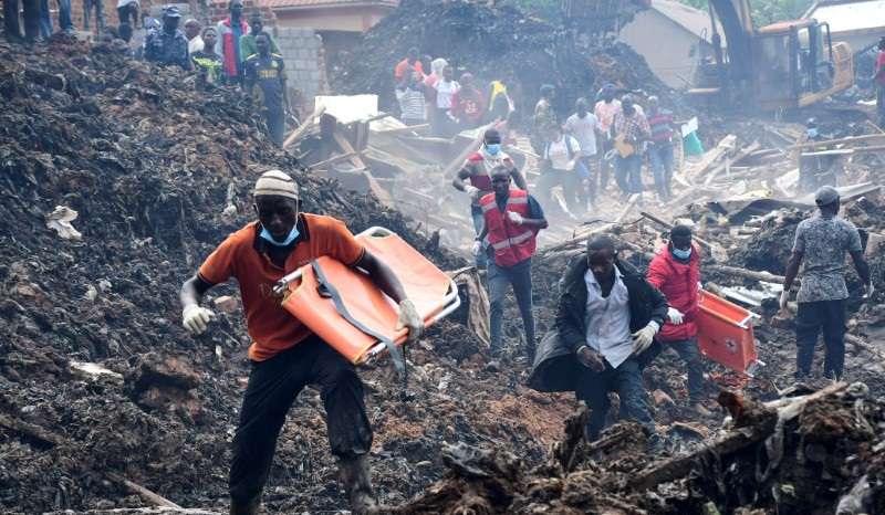 Aftermath of a landslide due to heavy rainfall, in Kampala