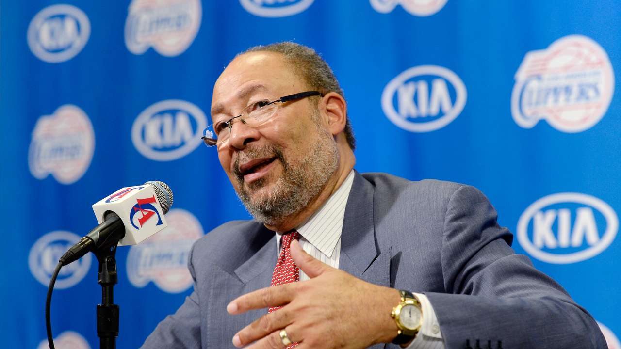 Los Angeles Clippers interim CEO Richard Parsons speaks during a news conference at Staples Center in Los Angeles, California