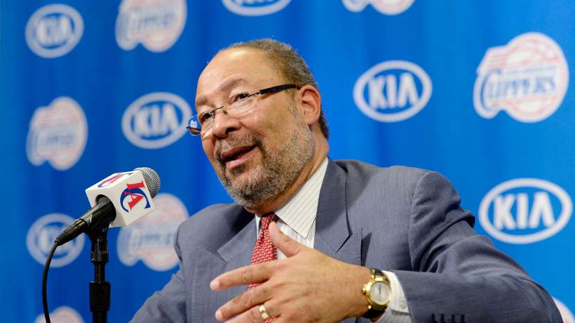 Los Angeles Clippers interim CEO Richard Parsons speaks during a news conference at Staples Center in Los Angeles, California