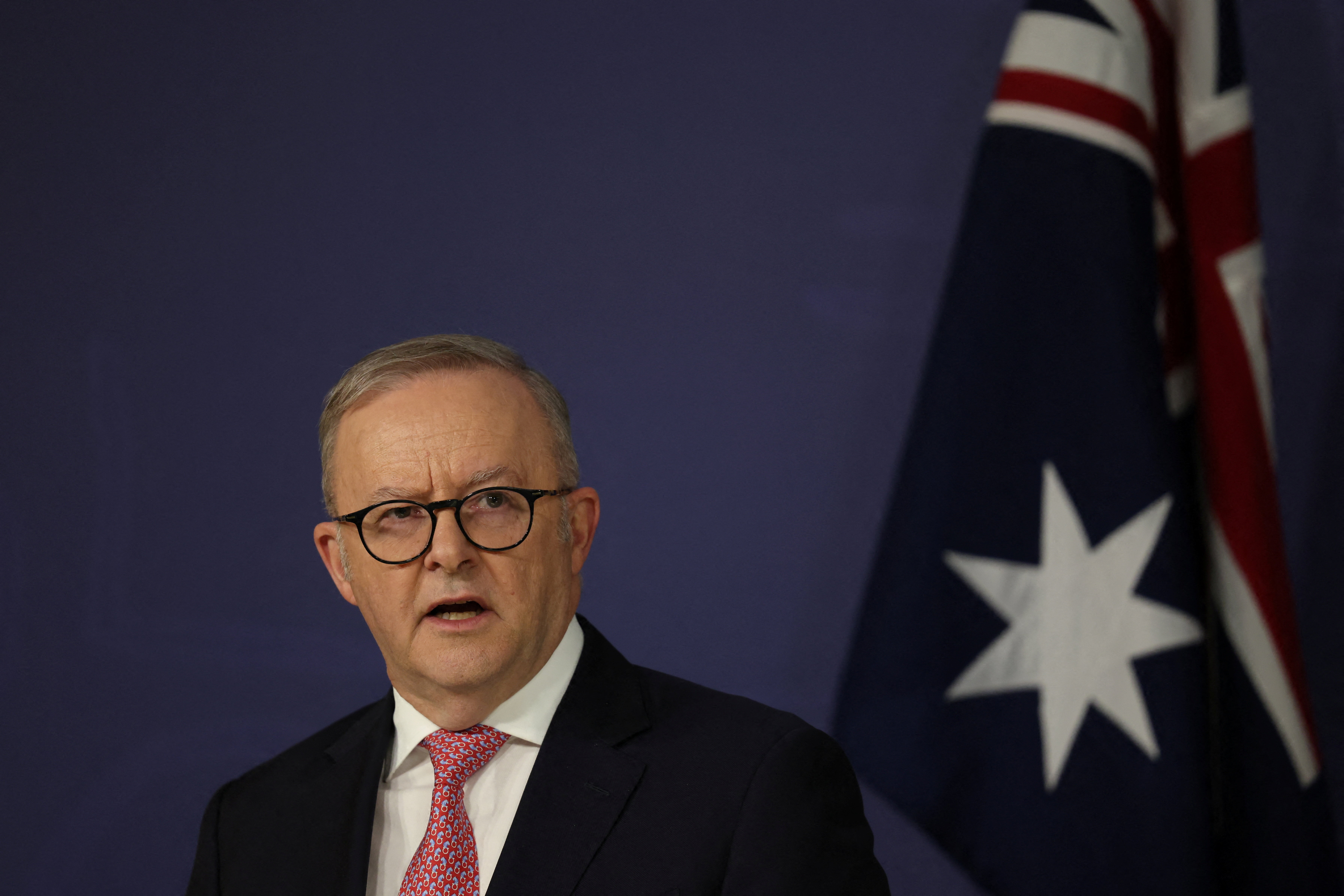 Australian Prime Minister Anthony Albanese speaks during a press conference in Sydney