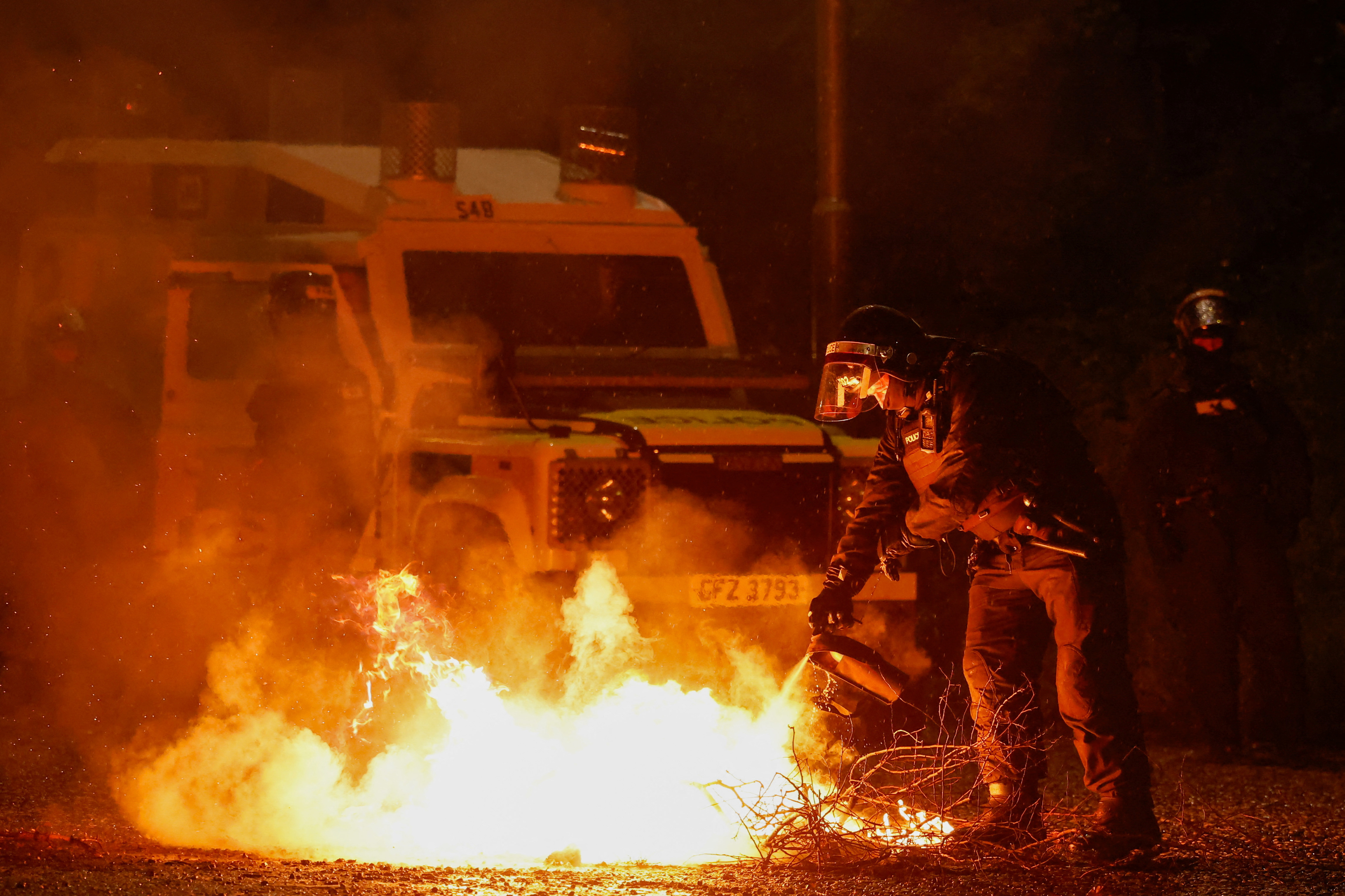 Fourth night of unrest following a protest over an alleged sexual assault on a local teenage girl, in Portadown