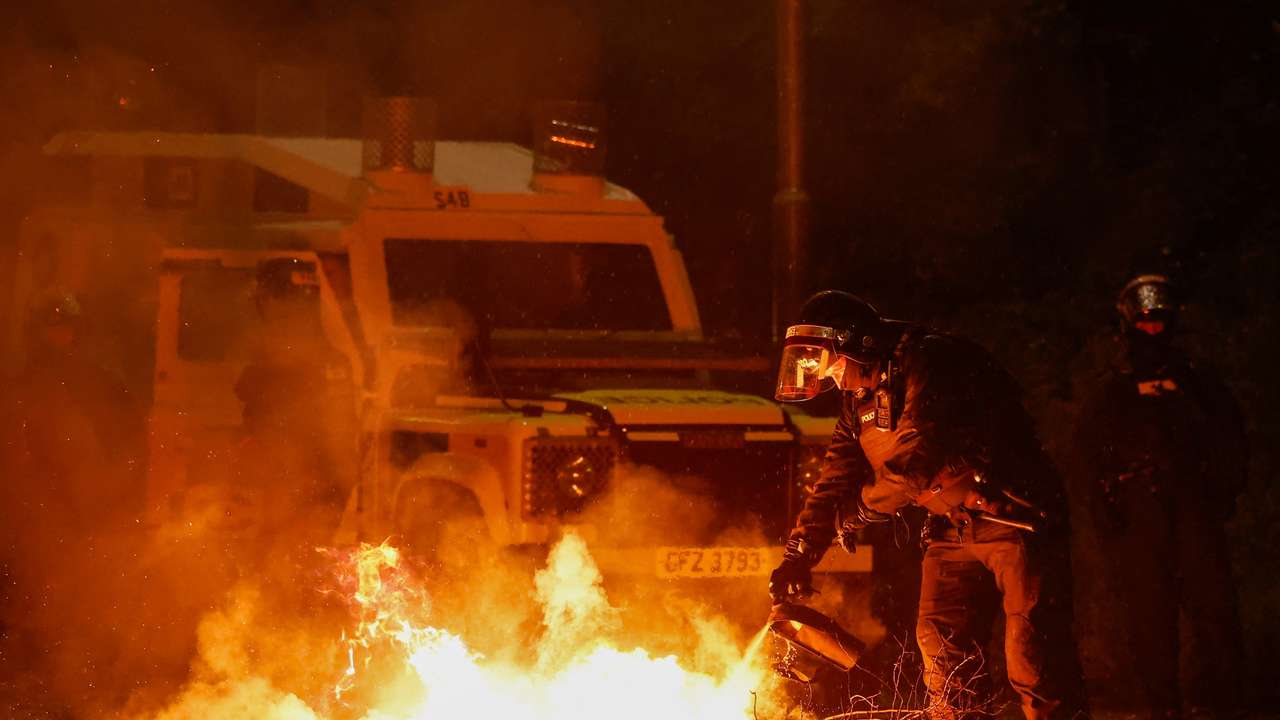 Fourth night of unrest following a protest over an alleged sexual assault on a local teenage girl, in Portadown