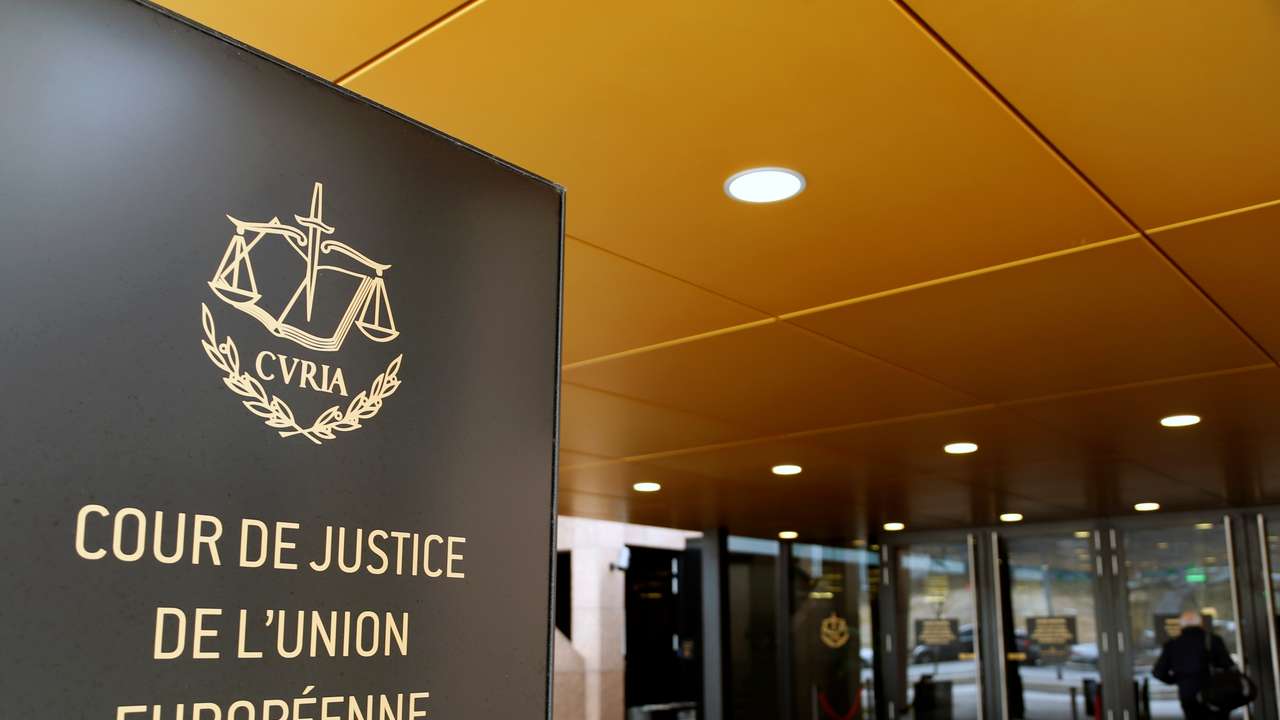 The entrance of the European Court of Justice is pictured in Luxembourg