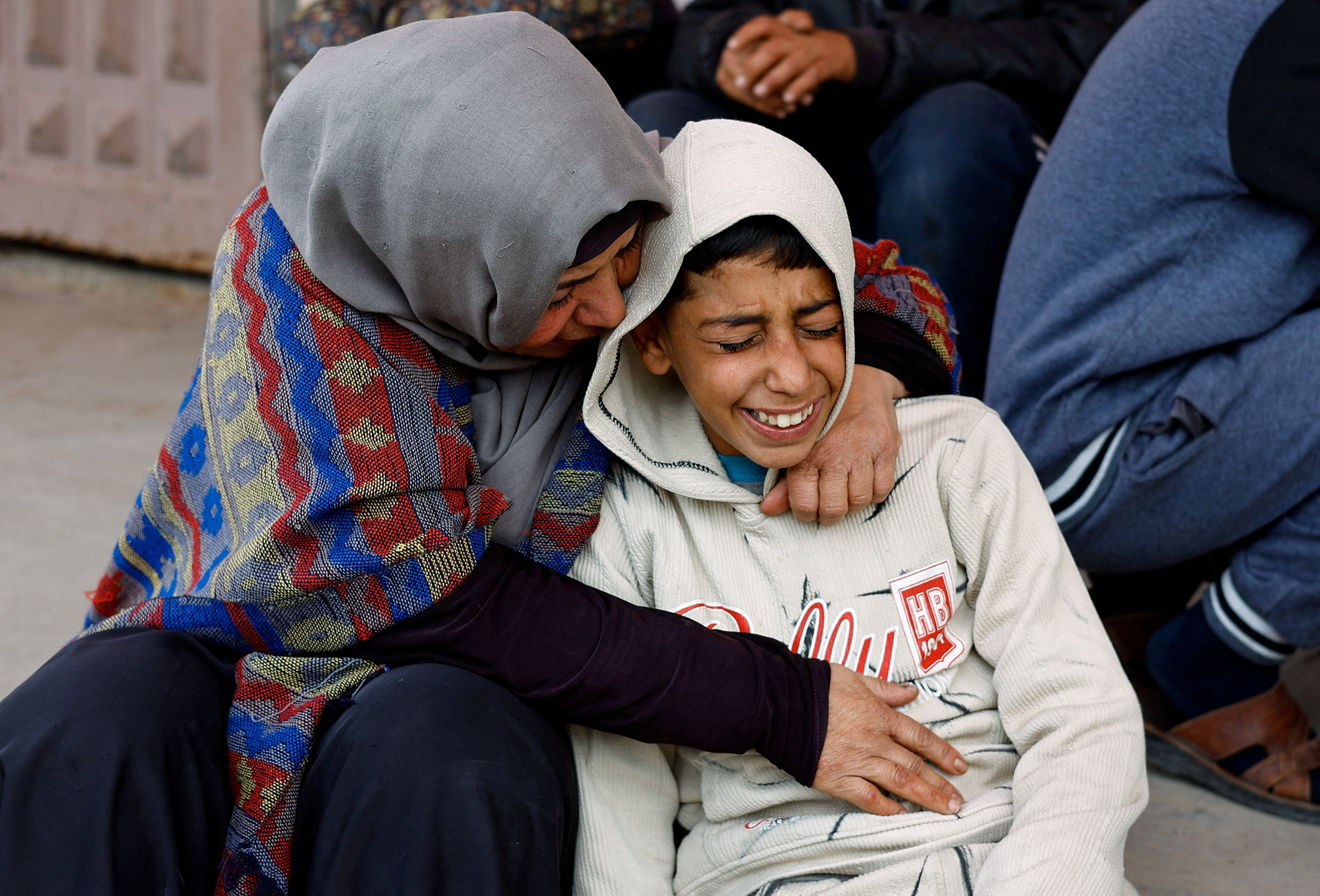 Funeral of Palestinians who were killed by Israeli strikes, according to medics, in Deir al-Balah