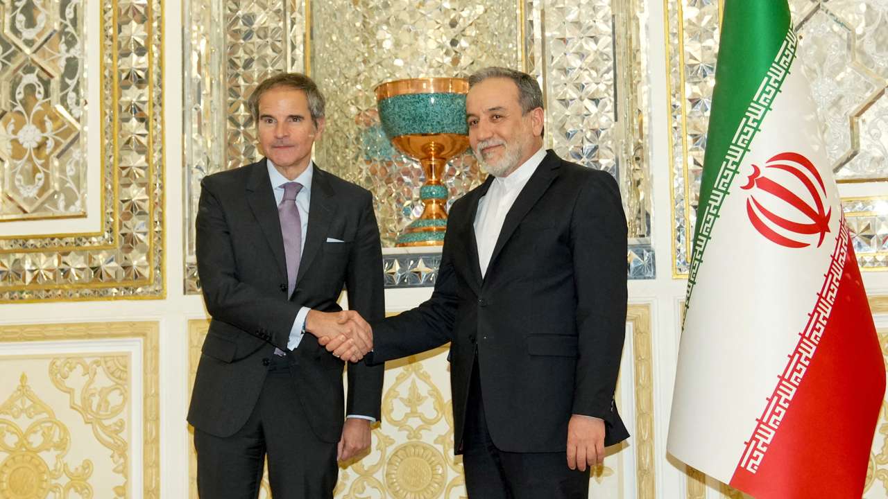 FILE PHOTO: Iranian Foreign Minister Araqchi meets with IAEA Director General Grossi in Tehran