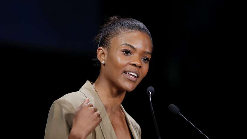 US activist Candace Owens delivers a speech during the Convention de la Droite meeting in Paris