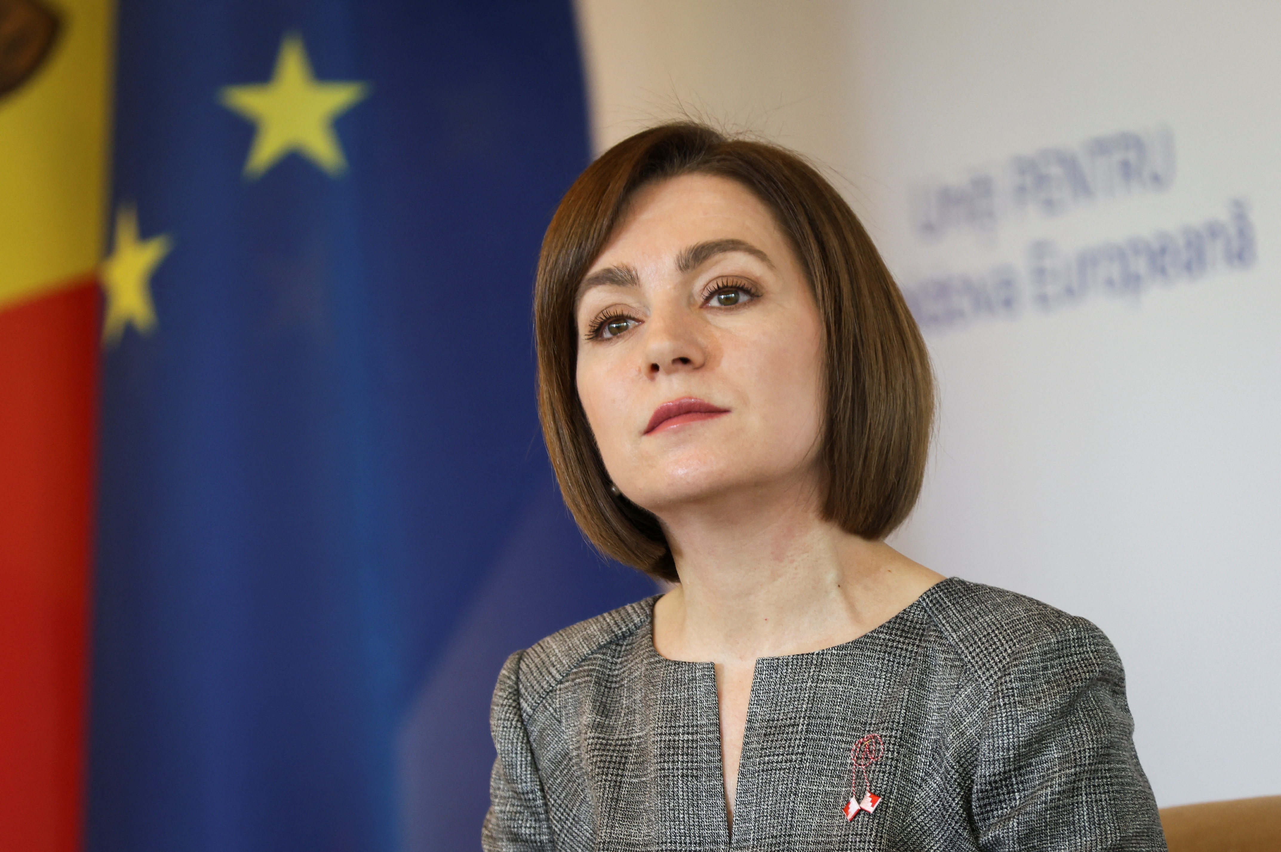 Moldovan President Sandu attends a news conference in Chisinau