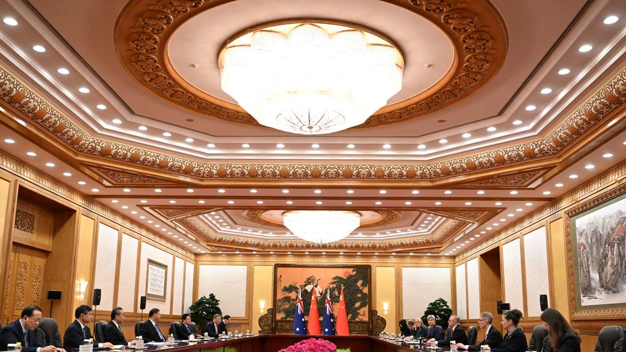 Australia's Prime Minister Anthony Albanese meets with China's President Xi Jinping at the Great Hall of the People in Beijing