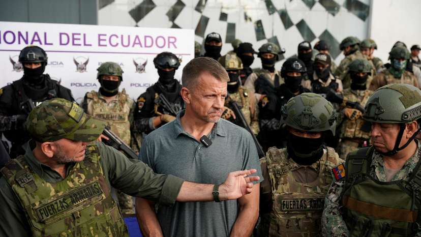 Blackwater founder Erik Prince at a security presentation, in Guayaquil