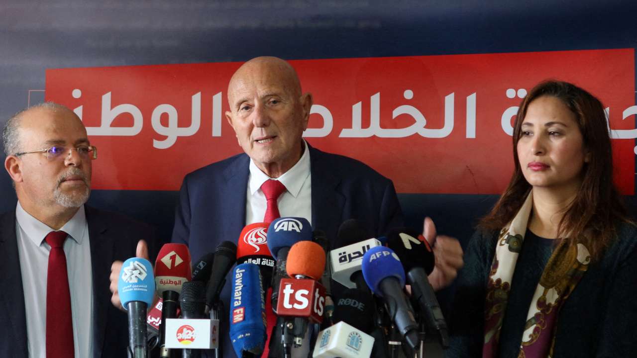 FILE PHOTO: Ahmed Nejib Chebbi, head of the National Salvation Front, speaks during a news conference in Tunis