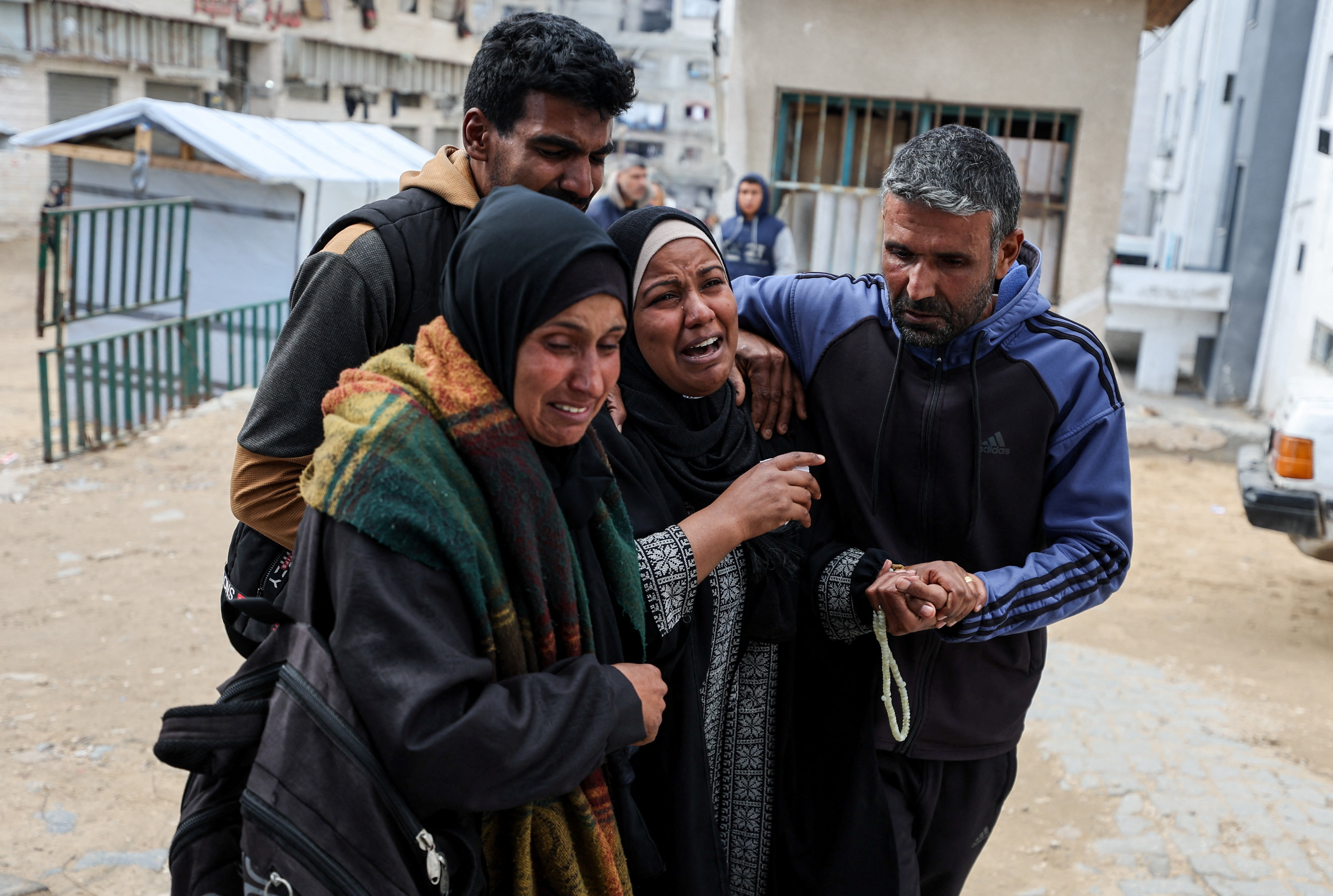 The funeral of two Palestinians killed by an Israeli strike on Thursday, in Gaza City