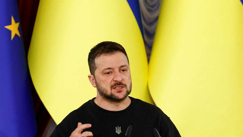 FILE PHOTO: Ukraine's President Zelenskiy, Moldova's President Sandu and President of the European Council Michel attend a joint press conference in Kyiv