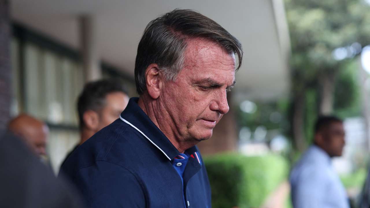 Former Brazilian President Jair Bolsonaro arrives at Congonhas airport in Sao Paulo