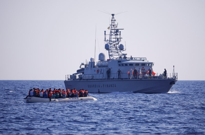 NGO Open Arms rescue boat "Astral" assists migrants in international waters south of Lampedusa