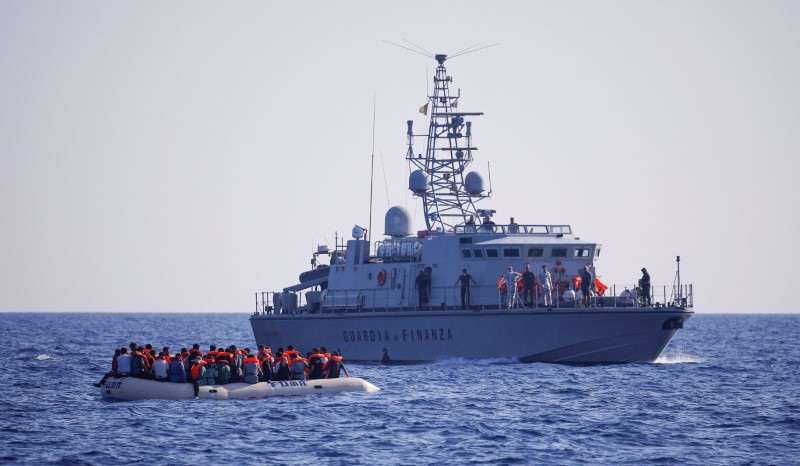 NGO Open Arms rescue boat "Astral" assists migrants in international waters south of Lampedusa