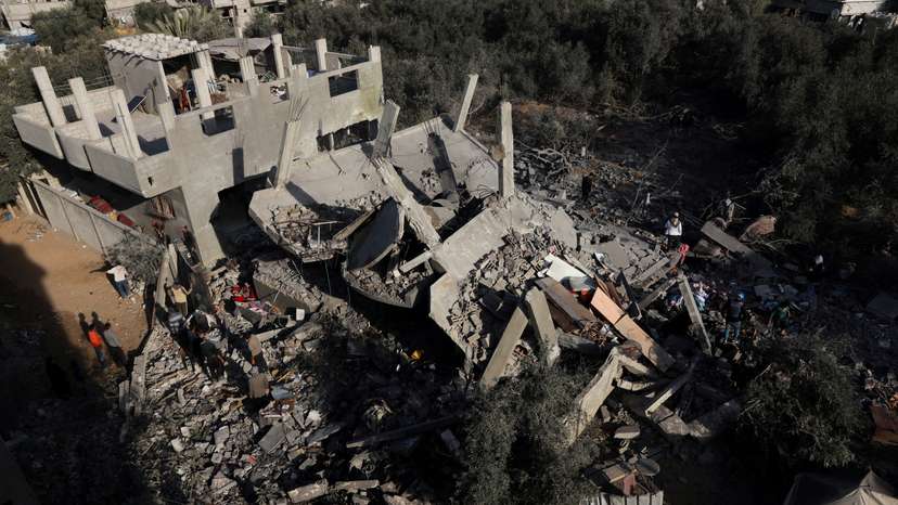 Aftermath of an Israeli strike on a house in Nuseirat, central Gaza Strip