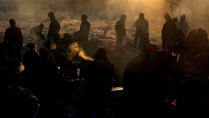 Refugees arrive at the Polish border town of Medyka after fleeing from Ukraine due to the Russian invasion
