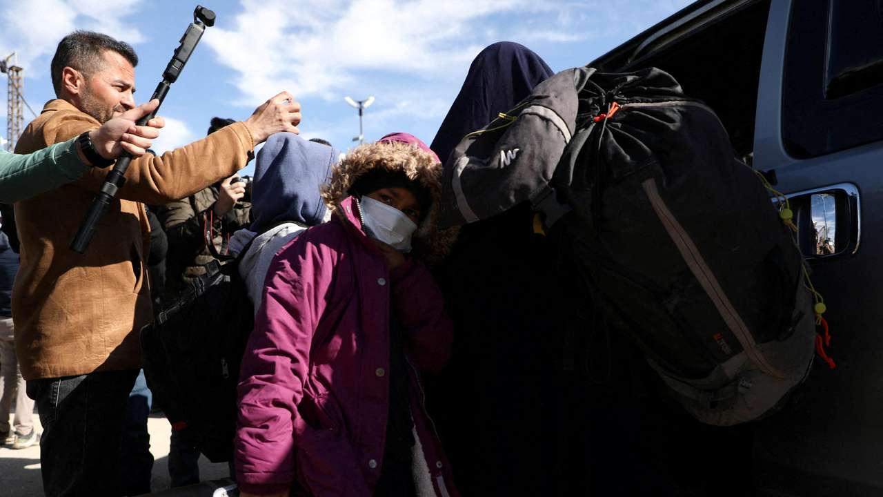 Australian families believed to be linked to the Islamic State militants leave Roj camp near Derik