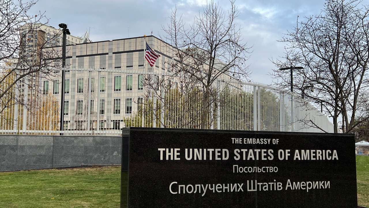 FILE PHOTO: A view shows the U.S. embassy in Kyiv