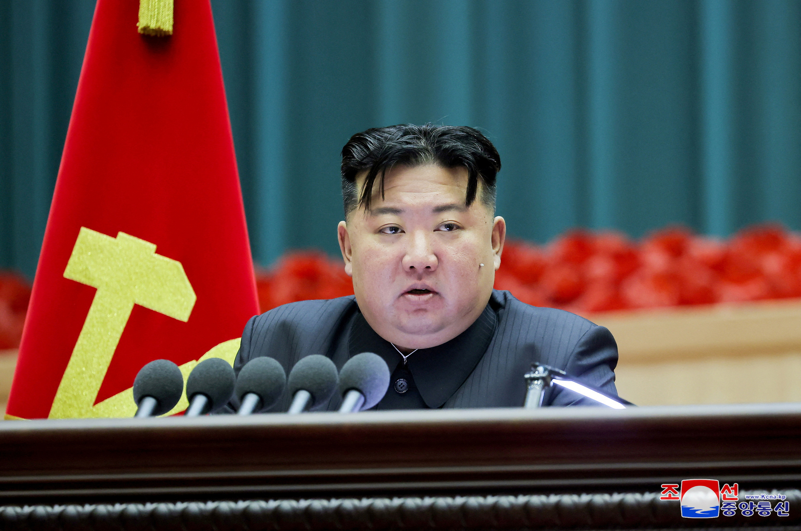 North Korea's leader Kim Jong Un attends the 5th National Meeting of Mothers in Pyongyang