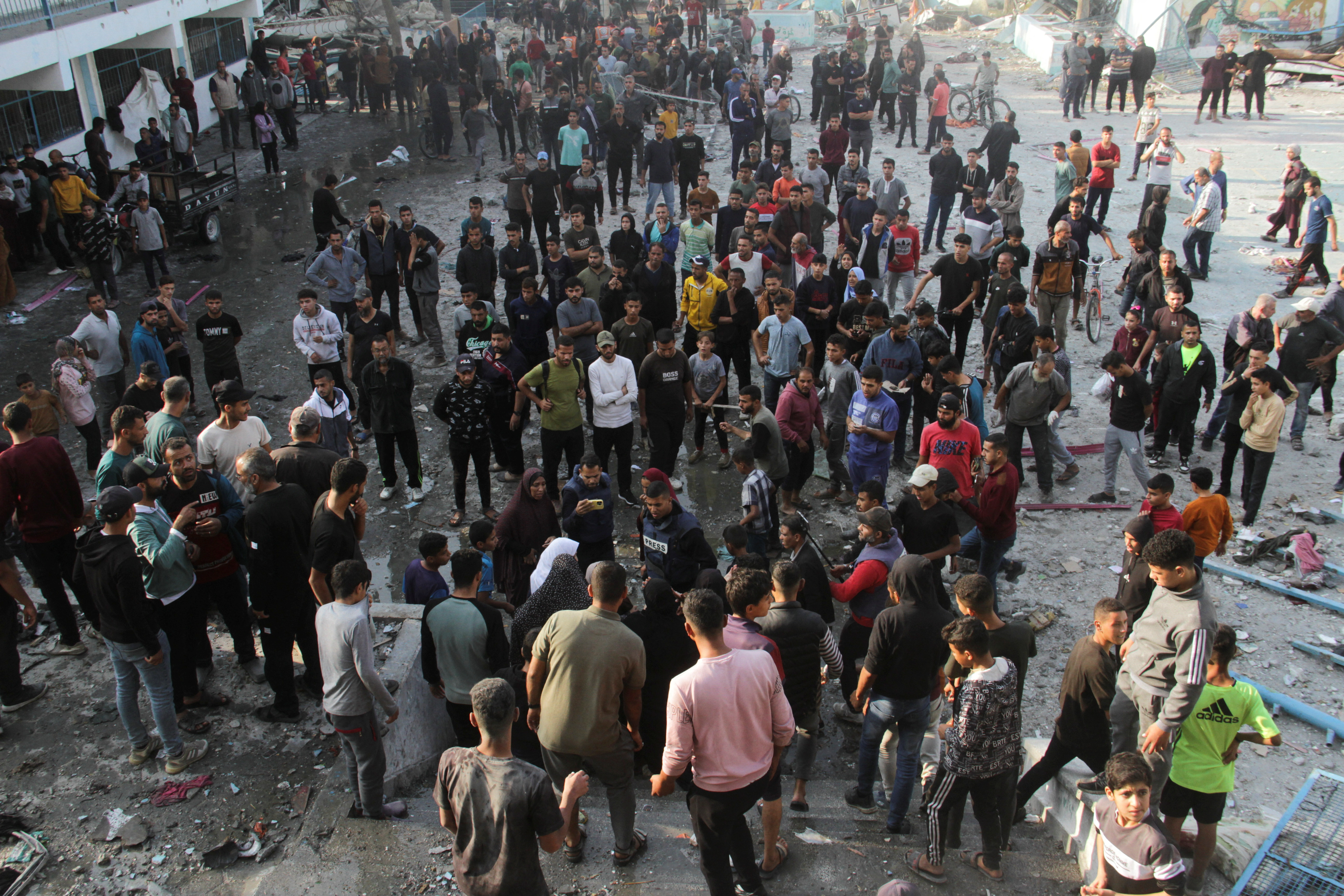 Aftermath of an Israeli strike on a school sheltering displaced people, in Gaza City