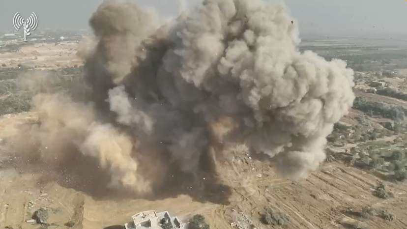 Israeli soldiers operate in a location given as Gaza amid the ongoing conflict between Israel and the Palestinian Islamist group Hamas
